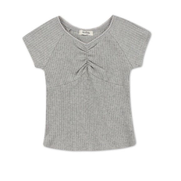 Speechless Big Girls Cinched Detail Knit
Ribbed V-neck Top -Heather Gray, shirt - Picture 4 of 6